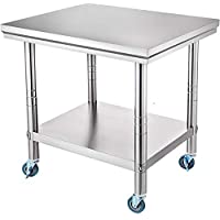 VEVOR Mesa de Trabajo de Acero Inoxidable- Mesas Cocina Acero Inoxidable 900x600x800mm Preparación Comida- Mesa de…